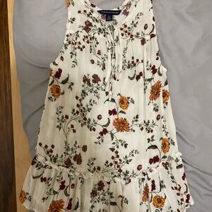American Eagle Outfitters Floral Tie-Front Blouse